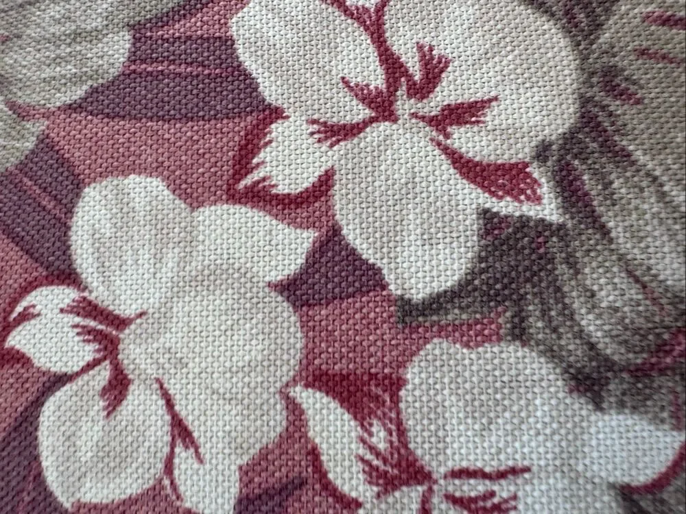 Hawaiian double sided striped decorative pillow 90s hibiscus tropical floral red